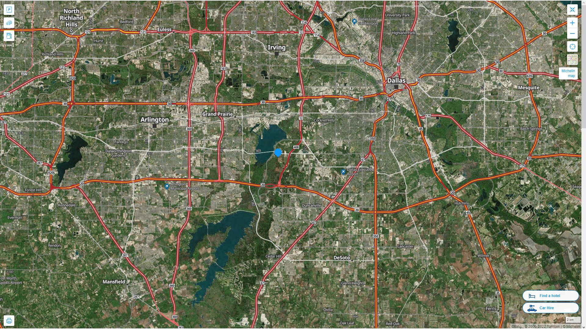 Grand Prairie Texas Highway and Road Map with Satellite View